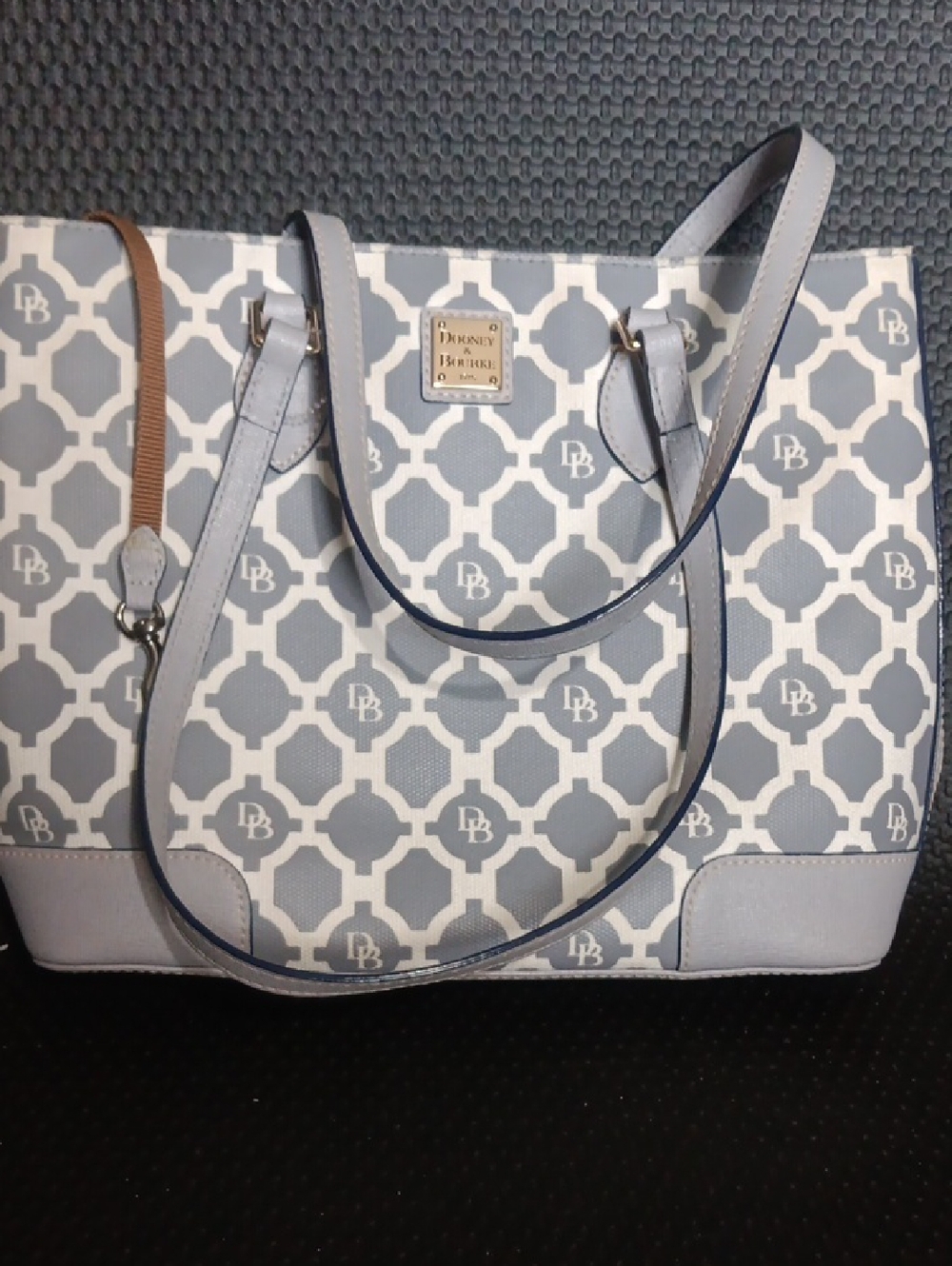 Dooney & Bourke Light Blue and White Patterned Tote